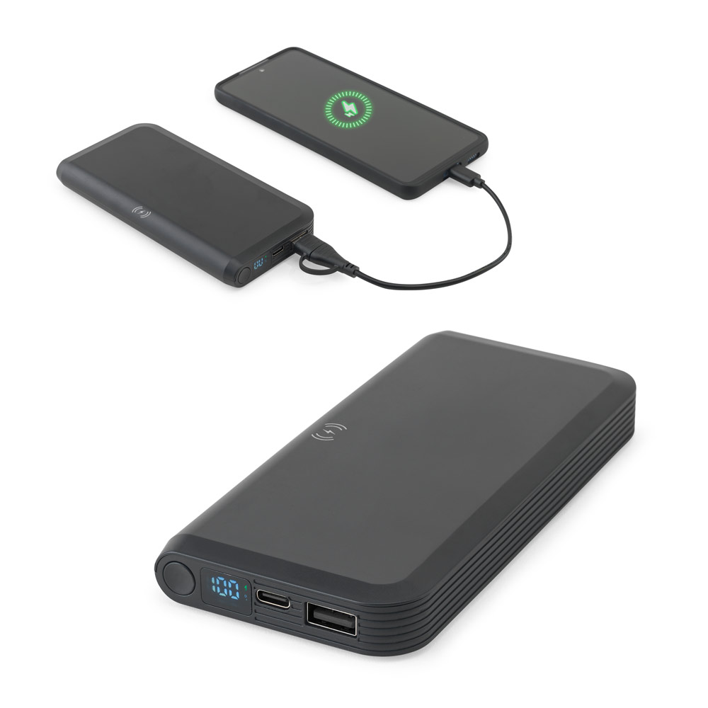 SPBrindes Corporativos - BECKER 10. Bateria portátil com carregador por indução super-rápido (10'000 mAh)