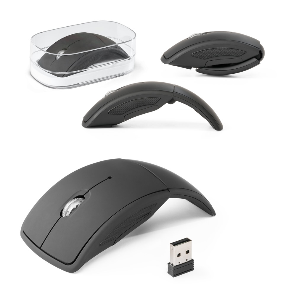 SPBrindes Corporativos - ALENCAR. Mouse wireless dobrável 2'4G. em ABS