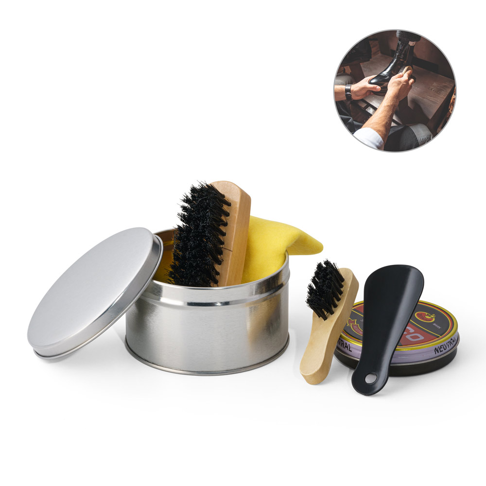 SPBrindes Corporativos - COBB. Kit de limpeza de sapatos com 5 peças