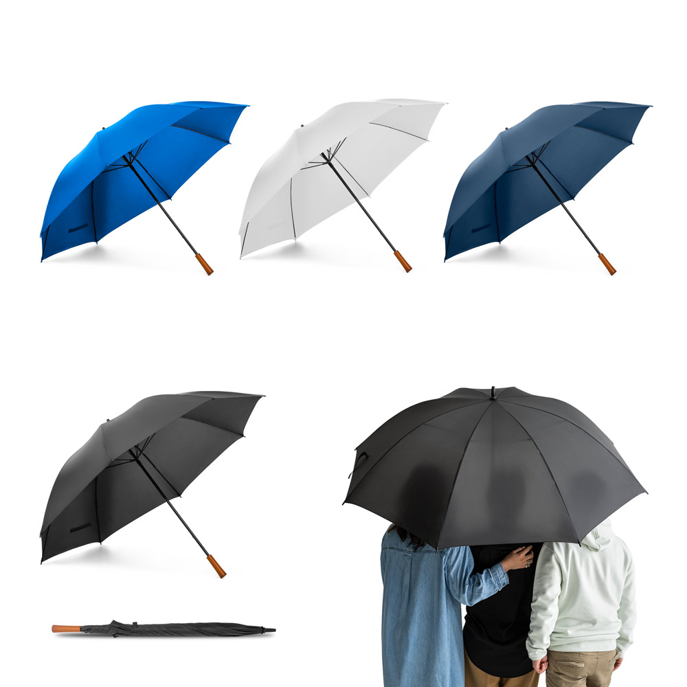 SPBrindes Corporativos - EIGER. Guarda-chuva de grande portaria em poliéster pongee 190T