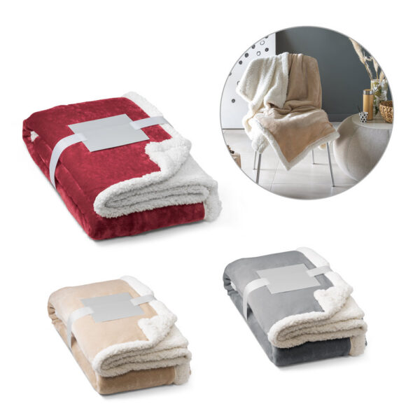 HEIDEN. Manta reversível em tecido polar (190 g/m²) acetinado com SPBrindes Corporativos - HEIDEN. Manta reversível em tecido polar (190 g/m²) acetinado com forro sherpa (225 g/m²)