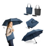 SPBrindes Corporativos - SKYLAR. Guarda-chuva 2 em 1 com sacola de compras em poliéster reciclado incluso