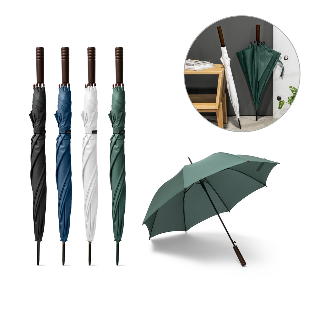 SPBrindes Corporativos - APOLO. Guarda-chuva em 100% poliéster reciclado pongee 190T com abertura automática