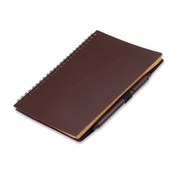 SPBrindes Corporativos - CADERNO P/ ANOT. C/ CANETA FIBRA DE CAFE