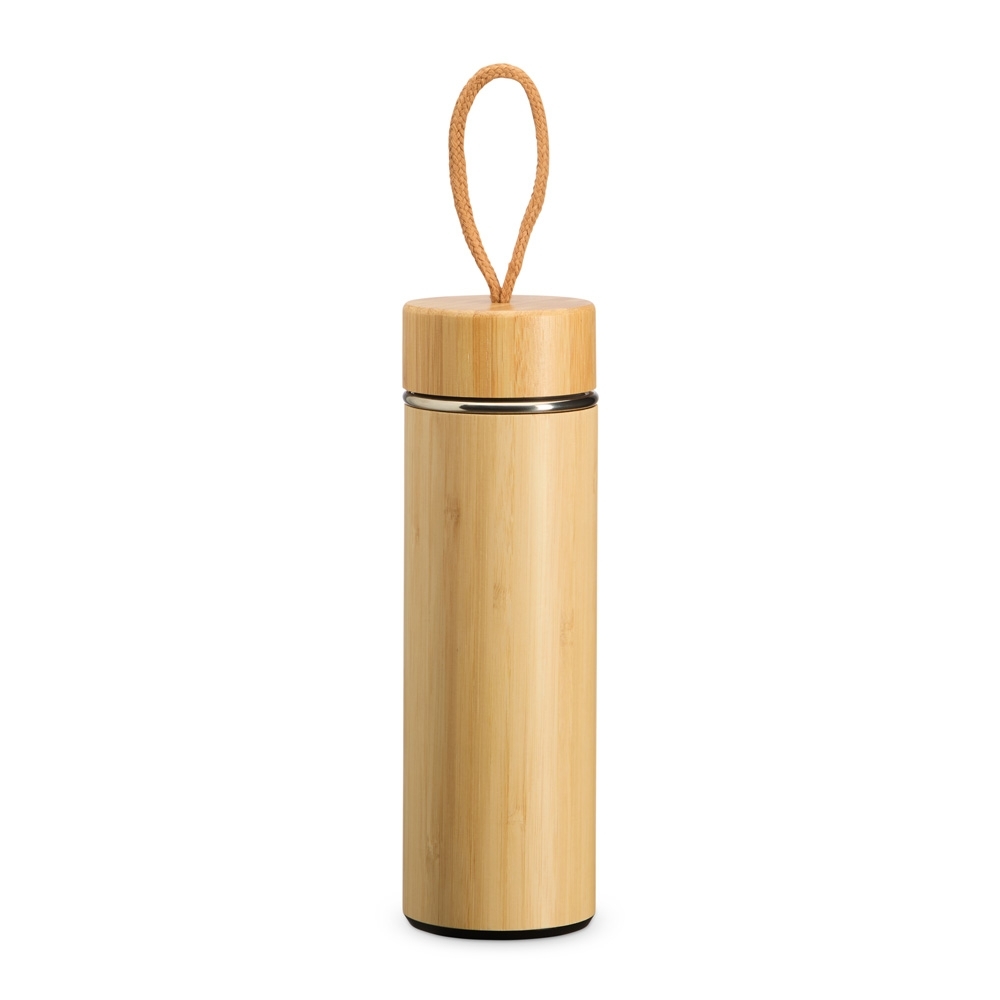 SPBrindes Corporativos - GARRAFA TÉRMICA BAMBU 400ML