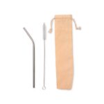 SPBrindes Corporativos - KIT CANUDO DE METAL COM ESCOVA DE LIMPEZA