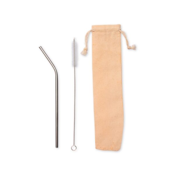 SPBrindes Corporativos - KIT CANUDO DE METAL COM ESCOVA DE LIMPEZA