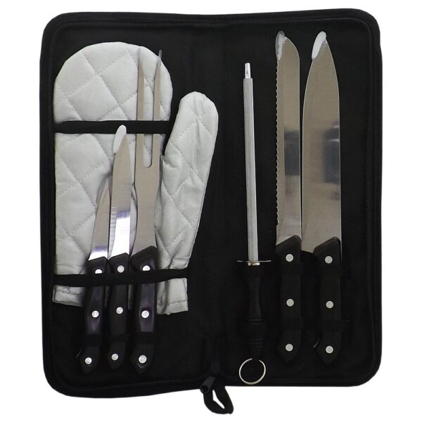 SPBrindes Corporativos - KIT CHURRASCO C/ 7 PEÇAS CABO PRETO