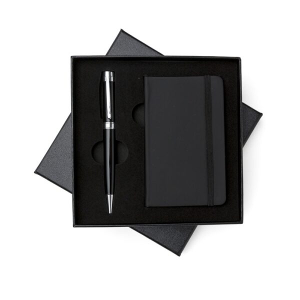 SPBrindes Corporativos - KIT CANETA E CADERNETA TIPO MOLESKINE