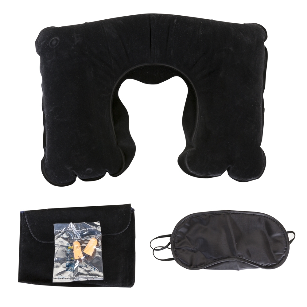 SPBrindes Corporativos - KIT TRAVESSEIRO INFLAV TAPA OLHO E PROT AURICULAR