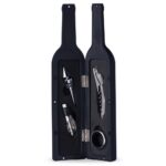SPBrindes Corporativos - KIT VINHO PLÁSTICO RESISTENTE 4 PEÇAS FORMATO GARRAFA