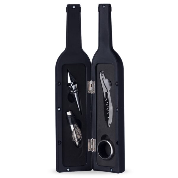 SPBrindes Corporativos - KIT VINHO PLÁSTICO RESISTENTE 4 PEÇAS FORMATO GARRAFA