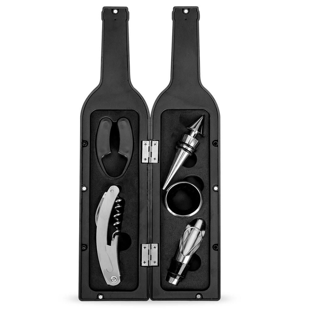 SPBrindes Corporativos - KIT VINHO 5PÇS FORMATO GARRAFA