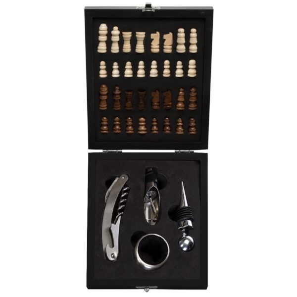 SPBrindes Corporativos - KIT VINHO XADREZ 4 PÇS