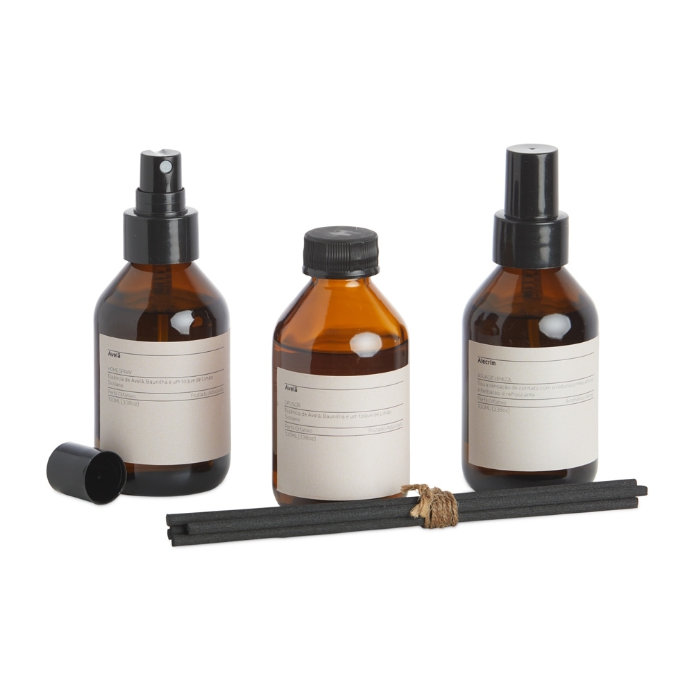 SPBrindes Corporativos - KIT C/ 3 AROMAS P/ AMBIENTES AVELÃ