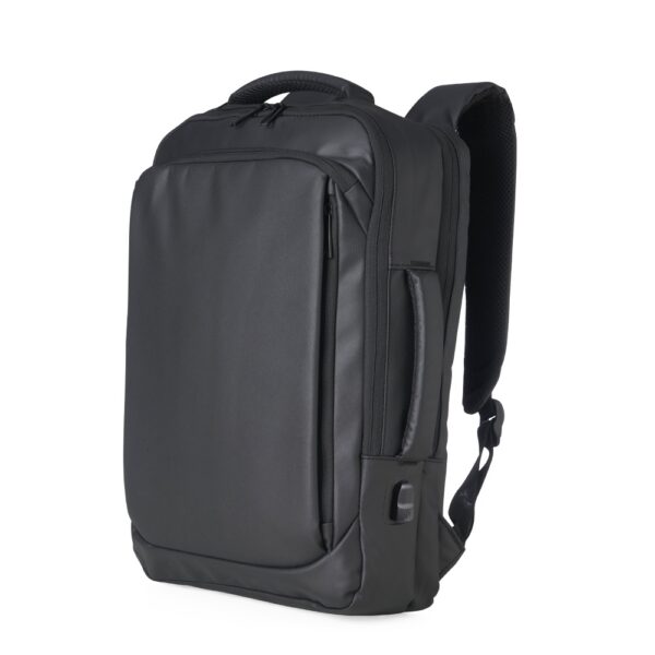 SPBrindes Corporativos - MOCHILA COURO SINTÉTICO USB 17 LITROS