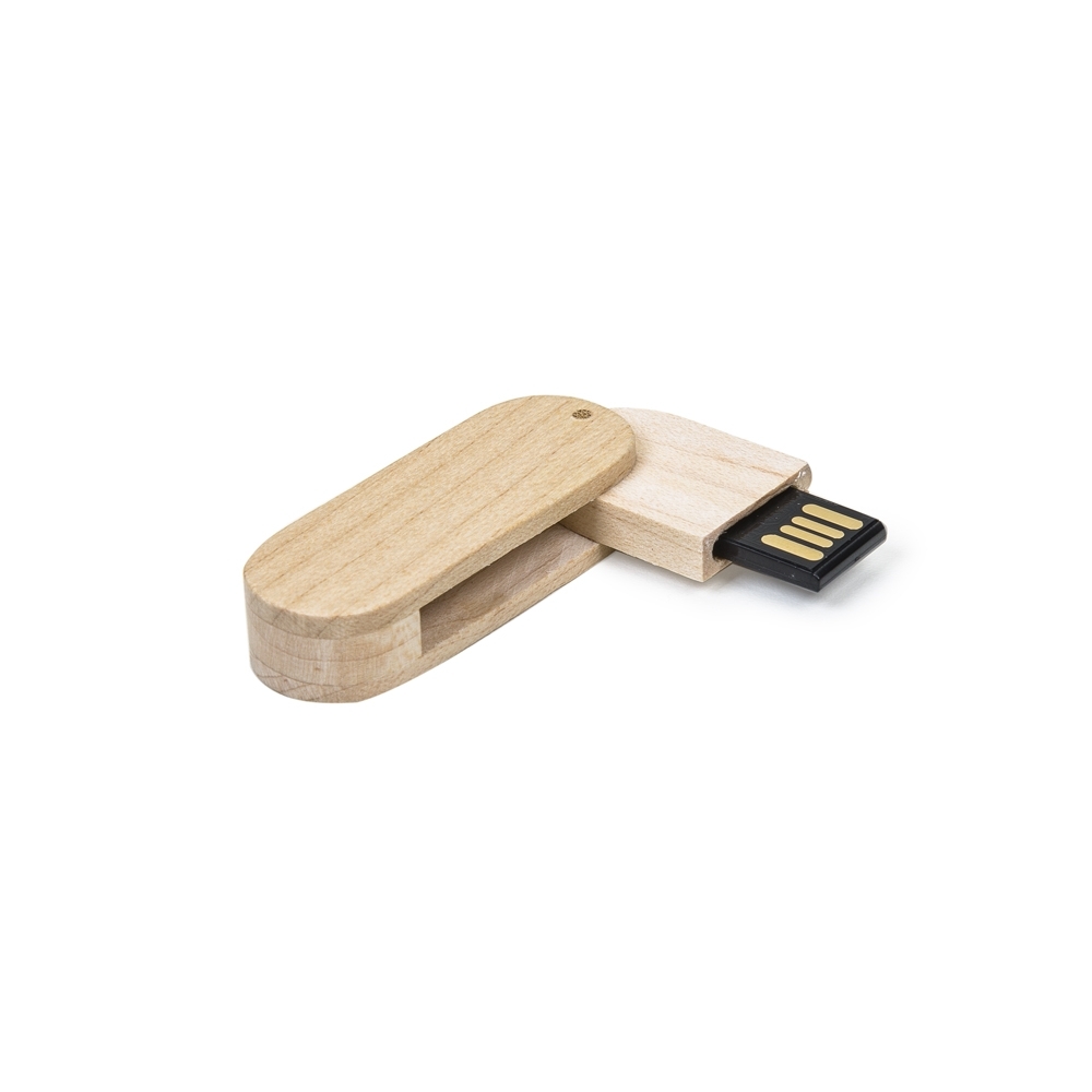 SPBrindes Corporativos - PEN DRIVE MADEIRA OVAL 4 GB GIRATÓRIO